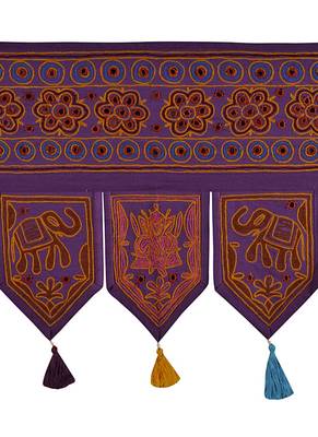 Handmade Mirror Work Embroidery Design Cotton Home Decor Indian Toran 42 X 18... 2