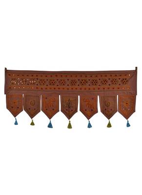 Handcrafted Mirror & Embroidery Mirror Work Design Home Decor Cotton Door Han... 1