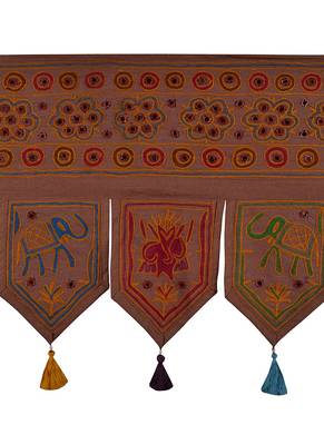 Decorative Embroidery Work Design Cotton Window Treatment Valance 42 X 18 Inches 2