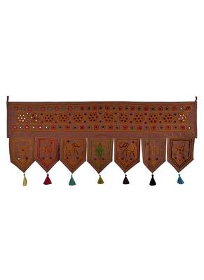 Handmade Embroidered & Mirror Work Design Door Toran 42 X 18 Inches 1