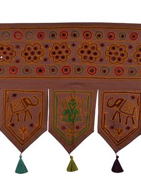 Handmade Embroidered & Mirror Work Design Door Toran 42 X 18 Inches 2