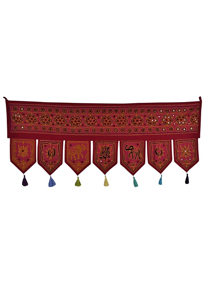 Handmade Window Valance Embroidered Decorative Toran Door Hanging 42 X 18 Inches