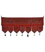 Mirror Work Embroidered Design Decorative Wall Tapestry 42 X 18 Inches