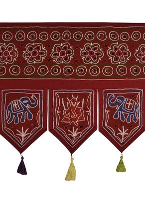 Ethnic Handmade Embroidery Work Design Cotton Topper Window Valance 42 X 18 I... 2