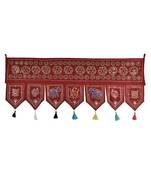 Indian Embroidered Mirror Work Design Cotton Door Hanging Tapestry 42 X 18 In...