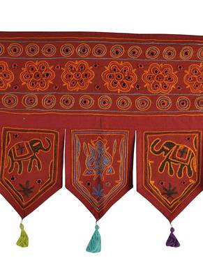 Room Decorative Embroidery Work Design Mirror Work Cotton Door Hanging 42 X 1... 2