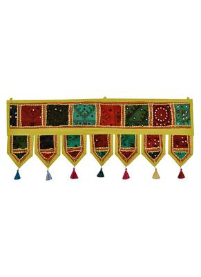 Lal Haveli Embroidery Patchwork Designer Handmade Window Valance Topper 39 X 16 inches 1