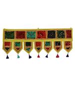 Lal Haveli Vintage Handmade Embroidered Patchwork Cotton Door Hanging 39 X 16 inches