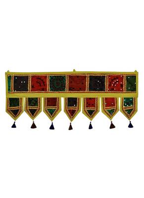Lal Haveli Handmade Embroidery Patchwork Design Home D?cor Door Toran 39 X 16 inches 1