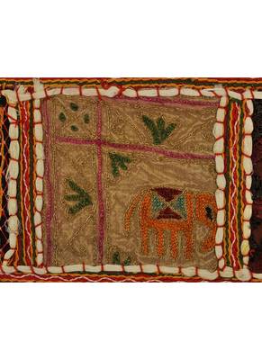 Lal Haveli Traditional Handmade Embroidery Patchwork Work Design Door Hanging 39 X 16 inches 3