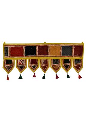 Lal Haveli Handmade Embroidered Cotton Door Valance 39 X 16 inches 1