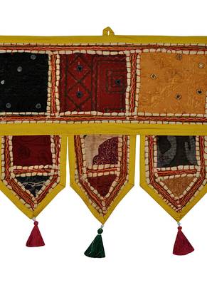 Lal Haveli Handmade Embroidered Cotton Door Valance 39 X 16 inches 2