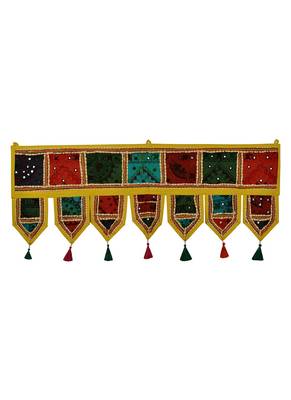 Lal Haveli Patchwork Embroidery Designer Decorative Cotton Door Hanging 39 X 16 inches 1