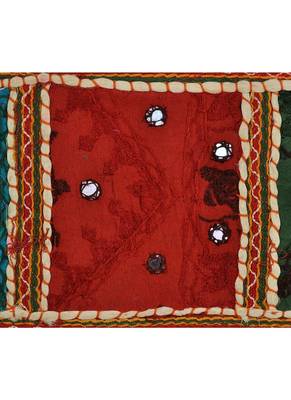 Lal Haveli Room Decorative Embroidery Patchwork Design Cotton Indian Toran Tapestry 39 X 16 inches 3
