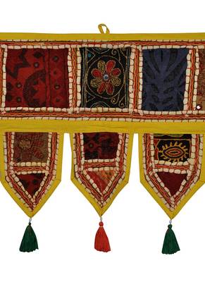 Lal Haveli Handcrafted Embroidery Patchwork Decorative Cotton Door Hanging Toran 39 X 16 inches 2