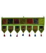 Lal Haveli Embroidered Patchwork Design Cotton Hanging Toran Tapestry 39 X 16 inches