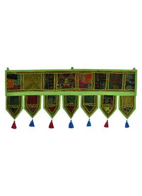 Lal Haveli Designer Handmade Patchwork Embroidery Cotton Door Hanging 39 X 16 inches 1