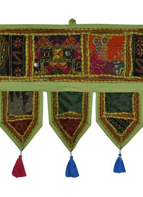 Lal Haveli Designer Handmade Patchwork Embroidery Cotton Door Hanging 39 X 16 inches 2