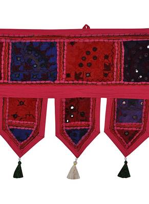 Lal Haveli Jaipuri Handmade Patchwork Designer Embroidery Cotton Door Hanging 39 X 16 inches 2