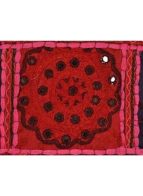 Lal Haveli Embroidered Work Design Cotton Door Topper Tapestry Toran Hanging 39 X 16 inches 3