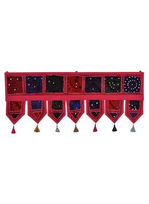 Lal Haveli Embroidery Patchwork Design Cotton Window Treatment Valance 39 X 16 inches 1
