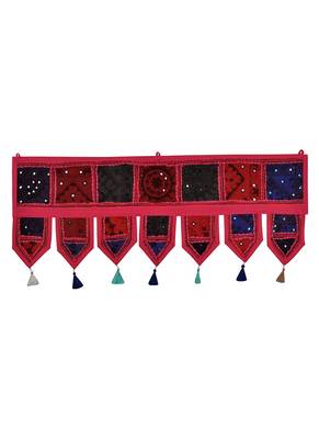 Lal Haveli Handmade Embroidery Patchwork Designer Cotton Toran Door Hanging 39 X 16 inches 1