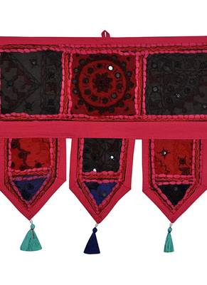 Lal Haveli Handmade Embroidery Patchwork Designer Cotton Toran Door Hanging 39 X 16 inches 2