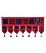 Lal Haveli Rajasthani Handmade Patchwork Design Embroidered Cotton Door Hanging 39 X 16 inches
