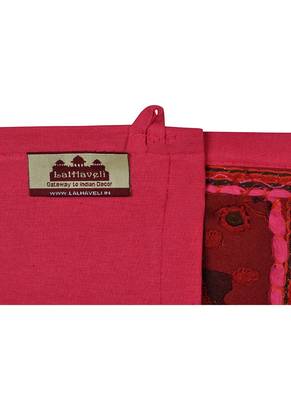 Lal Haveli Rajasthani Handmade Patchwork Design Embroidered Cotton Door Hanging 39 X 16 inches 4
