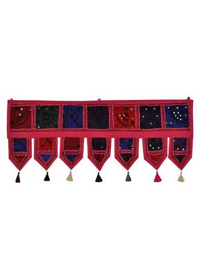 Lal Haveli Decorative Handmade Embroidery Design Cotton Door Hanging Toran 39 X 16 inches 1