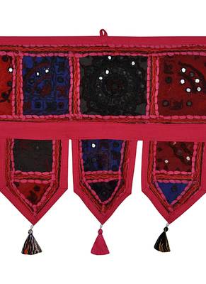 Lal Haveli Embroidery Patchwork Cotton Door Hanging 39 X 16 inches 2