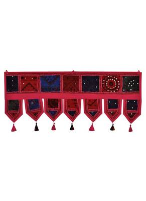 Lal Haveli Room Decorative Embroidery Patchwork Decorative Cotton Door Hanging 39 X 16 inches 1