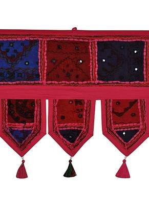 Lal Haveli Room Decorative Embroidery Patchwork Decorative Cotton Door Hanging 39 X 16 inches 2