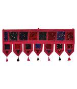 Lal Haveli Decorated Handmade Patchwork Embroidery Cotton Door Tapestry Toran 39 X 16 inches
