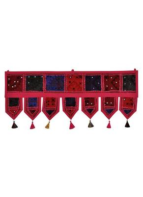Lal Haveli Designer Handmade Patchwork Embroidery Cotton Window Valance Tapestry 39 X 16 inches 1