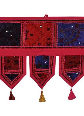 Lal Haveli Designer Patchwork Embroidery Cotton Door Hanging Toran 39 X 16 inches 2