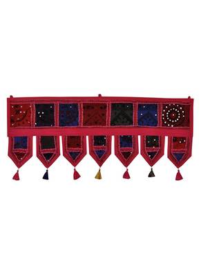 Lal Haveli Handmade Patchwork Design Embroidery Cotton Door Hanging Toran 39 X 16 inches 1