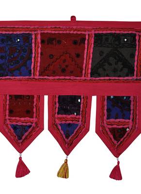 Lal Haveli Handmade Patchwork Design Embroidery Cotton Door Hanging Toran 39 X 16 inches 2
