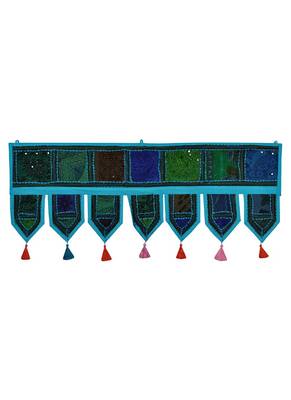 Lal Haveli Patchwork Embroidery Design Cotton Door Hanging Tapestry 39 X 16 inches 1