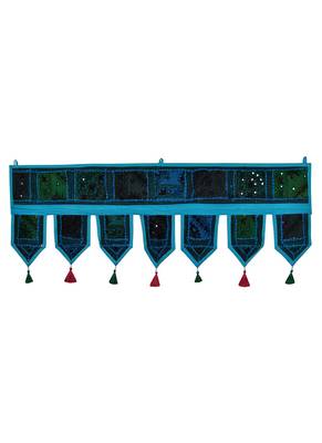 Lal Haveli Decorated Handmade Patchwork Embroidery Cotton Window Valance Topper Tapestry 39 X 16 inches 1