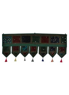 Lal Haveli Patchwork Embroidered Design Cotton Door Hanging Toran Tapestry 39 X 16 inches 1