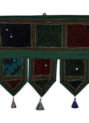 Lal Haveli Patchwork Embroidered Design Cotton Door Hanging Toran Tapestry 39 X 16 inches 2