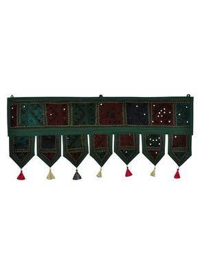 Lal Haveli Decorative Embroidery Work Design Cotton Window Treatment Valance 39 X 16 inches 1