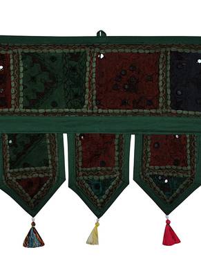 Lal Haveli Decorative Embroidery Work Design Cotton Window Treatment Valance 39 X 16 inches 2