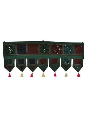 Lal Haveli Embroidery Patchwork Cotton Door Hanging Toran Tapestry 39 X 16 inches 1