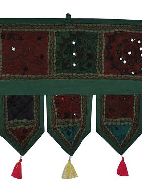 Lal Haveli Embroidery Patchwork Cotton Door Hanging Toran Tapestry 39 X 16 inches 2
