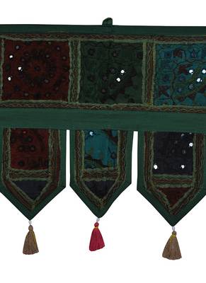 Lal Haveli Traditional Handmade Embroidery Patchwork Design Cotton Decorative Door Hanging 39 X 16 inches 2