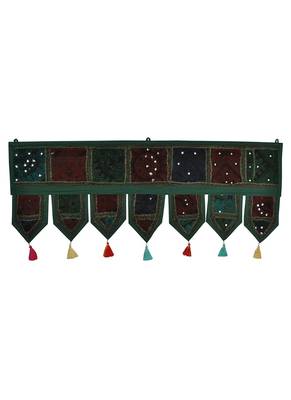 Lal Haveli Handmade Patchwork Design Cotton Indian Embroidery Door Toran 39 X 16 inches 1