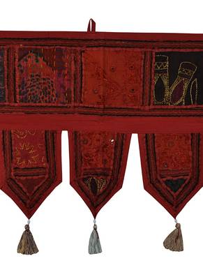 Lal Haveli Patchwork Embroidery Design Decorative Indian Toran Hanging 39 X 16 inches 2