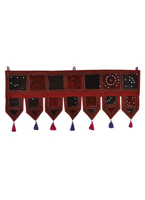 Lal Haveli Decorative Embroidery Patchwork Design Cotton Door Valance Hanging 39 X 16 inches 1
